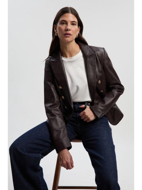 KAREN MILLEN Leather Gold Button Blazer