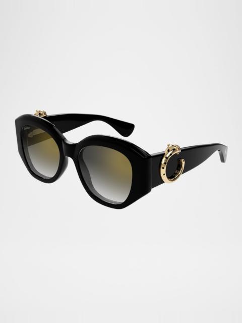 Cartier C-Logo Acetate Butterfly Sunglasses