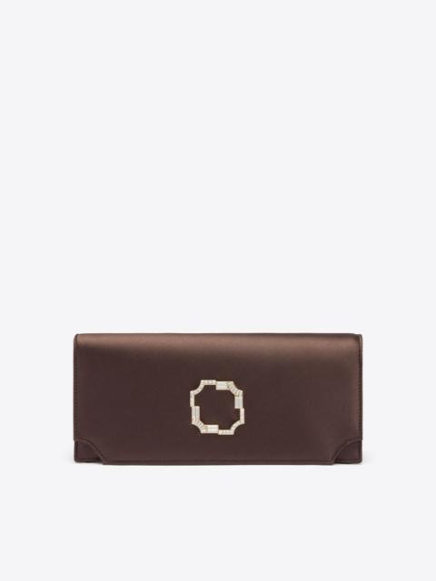 MALONE SOULIERS Vivien Dark Brown Satin Clutch Bag