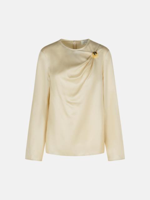 Loulou de Saison 'AZAE' DRAPED BLOUSE IN IVORY SILK