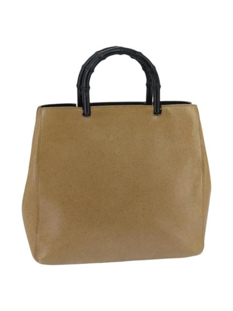 GUCCI GUCCI Bamboo Hand Bag Leather Beige