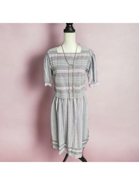 Vintage 80s Lanz Original Gray Top Skirt Set Dress S 4
