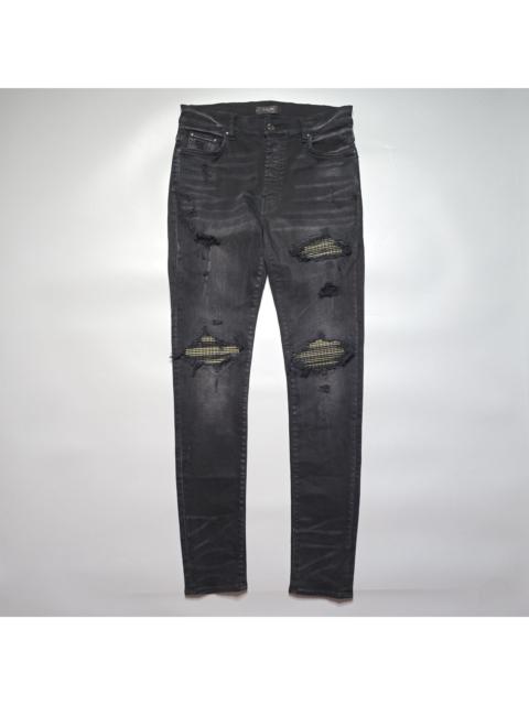 AMIRI Amiri - MX1 Neon Plaid Grid Patch Black Jeans