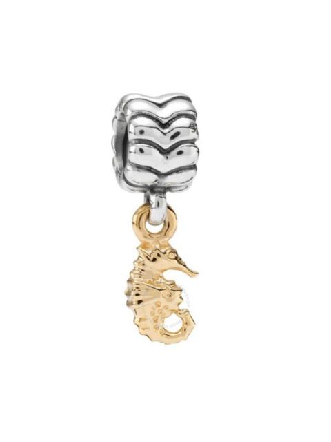 Other Designers Pandora Sterling Silver Bead with 14K Gold Seahorse Nautical Dangle - 790518