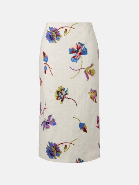 Floral cotton pencil skirt