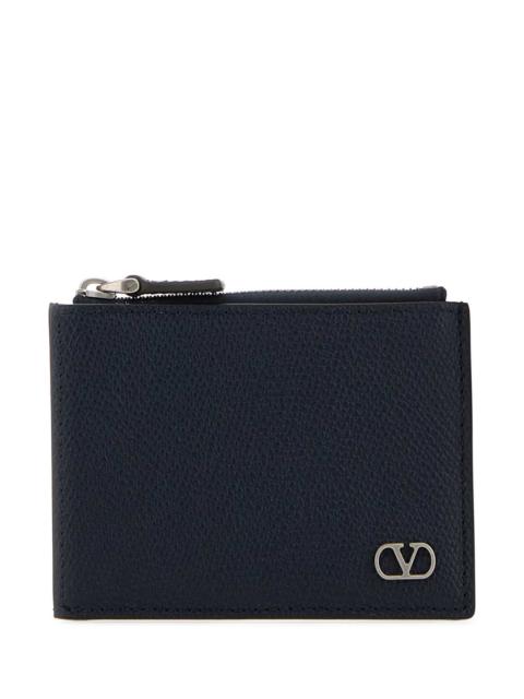 Valentino Valentino Garavani Men Midnight Blue Leather Coin Purse