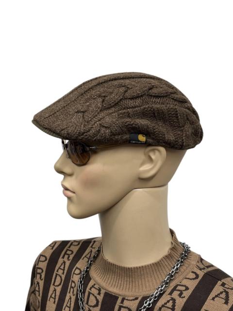 Carhartt Carhartt Brown Knit Flat Cap - Angora Blend Cable Pattern