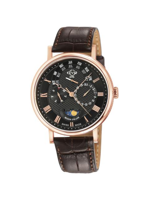 Other Designers GV2 by Gevril Maestro Quartz Moon Phase Grey Dial Men's Watch 43604