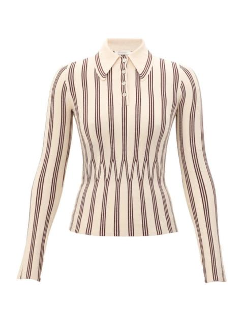 Zimmermann Valiant Striped Polo in Cream/Chocolate
