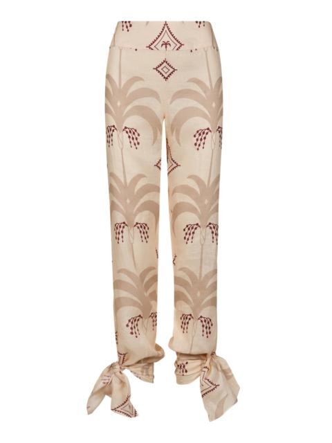 Johanna Ortiz Femininity Dramatic Printed Linen Pants neutral