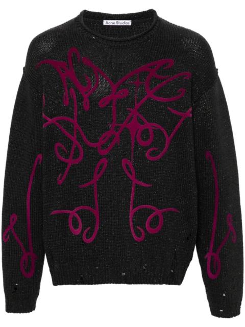 Acne Studios flocked-logo distressed jumper