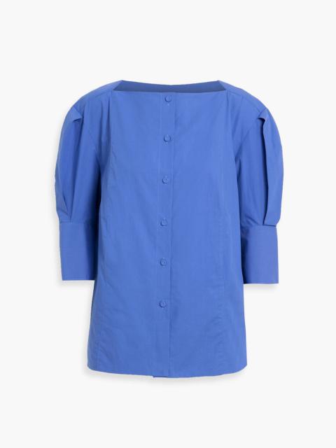 Another Tomorrow Oversized pleated cotton-poplin top