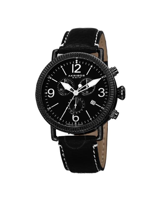 Other Designers Akribos XXIV Black Dial Black Ion-plated Men's Watch AK753BK