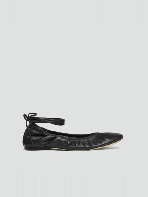 Theory Ruched Ballet Flat in Smooth Leather