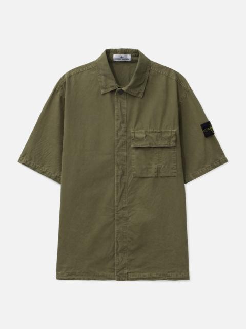 Stone Island BRUSHED ORGANIC COTTON CANVAS 'OLD' EFFECT SHIRT