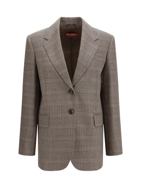 Max Mara Studio Max Mara Studio Checked Wool Blazer Nero/Naturale