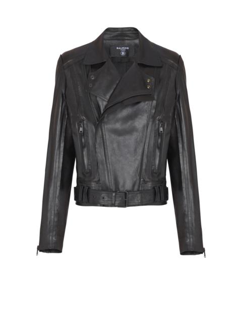 Balmain Lightweight lambskin leather biker jacket