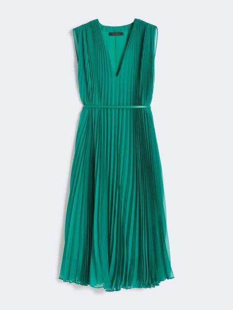 Max Mara Plissé-pleated chiffon dress - GREEN