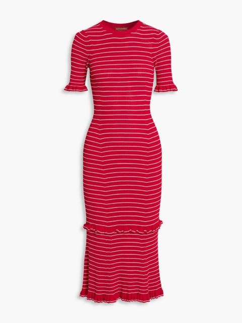 Altuzarra Ruffled striped ribbed-knit midi dress