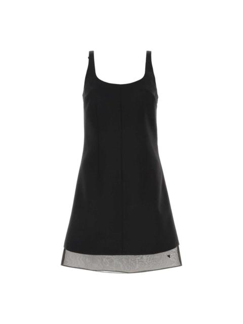 Prada Enamel Triangle-logo Mini Dress