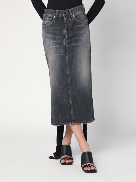 BALENCIAGA Skirt with laces in smoky grey denim