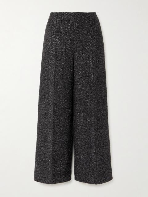 EMILIA WICKSTEAD Daffy Pleated Metallic Tweed Wide-leg Pants