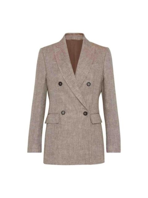 Brunello Cucinelli Brunello Cucinelli Wotabacco Linen Double Breasted Jacket
