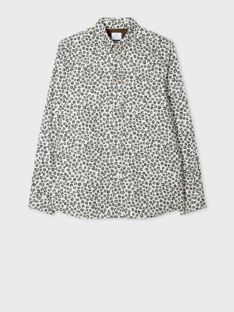 Paul Smith White 'Animal' Print Corduroy Button-Down Shirt