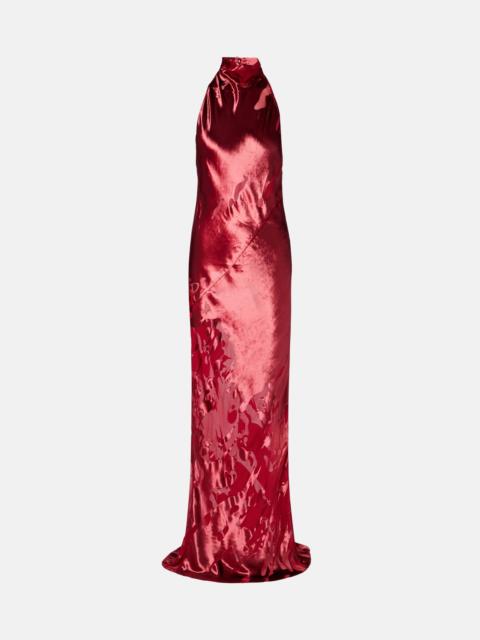 THE SEI Halterneck open-back velvet gown