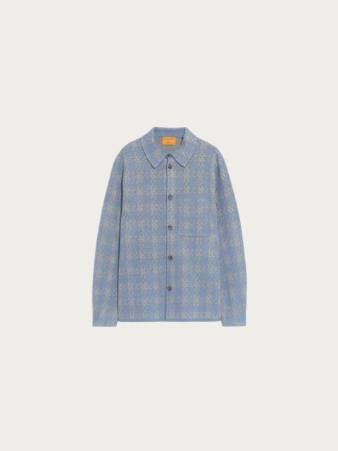 GUEST IN RESIDENCE Linen Blend Plaid Work Shirt - Sail Combo