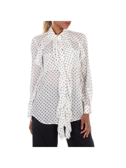 Burberry Burberry Ruffled Polka Dot Silk Chiffon Blouse, Brand Size 8 ( US Size 6 )