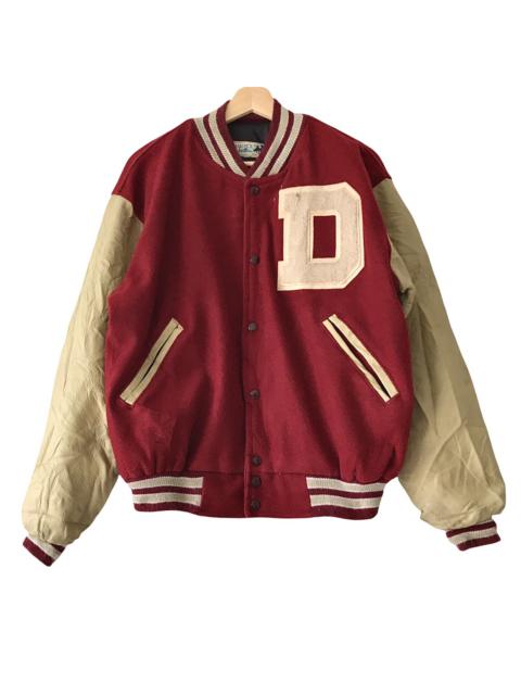 Other Designers Vintage - Authentic Vintage 80s Maverick USA D Leather Varsity Jacket
