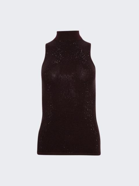 David Koma Rhinestone Embroidered Top Burgundy