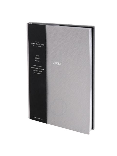Smythson Light Steel 2022 Soho Diary With Pocket