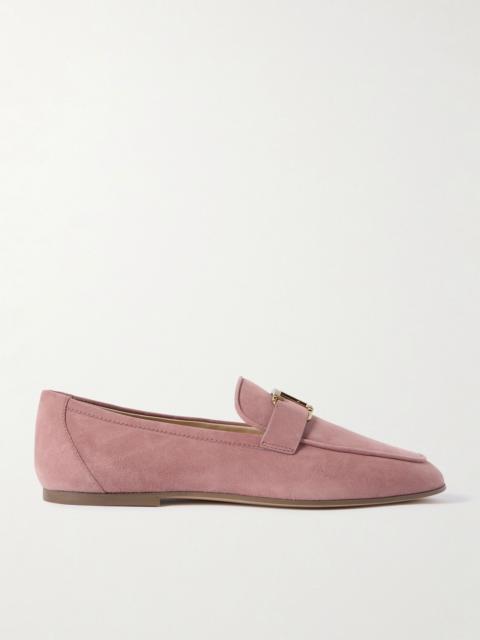 Tod's Embellished nubuck loafers Blush