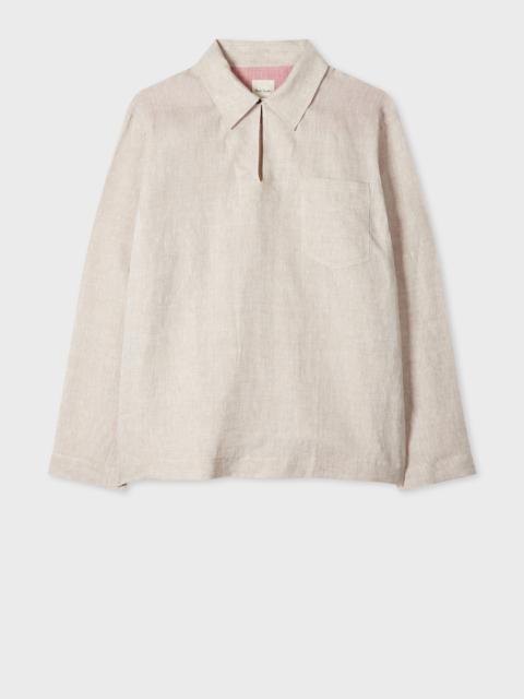 Paul Smith Oatmeal Linen Oversized Pop-Over Shirt