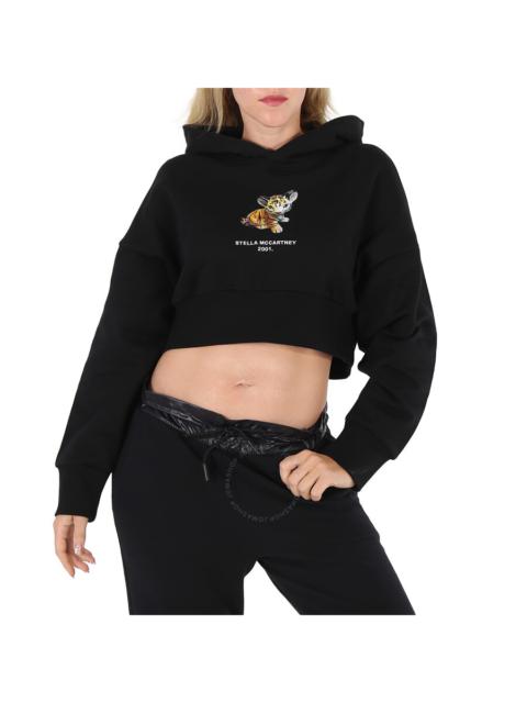 Stella McCartney Stella Mccartney Ladies Black Tiger-Print Cropped Hoodie