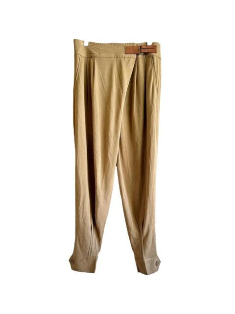 Other Designers Ralph Lauren Black Label - Ralph Lauren Trouser Pants Leather Belt Detail Cuff Hem Pocket Viscose Khaki 8
