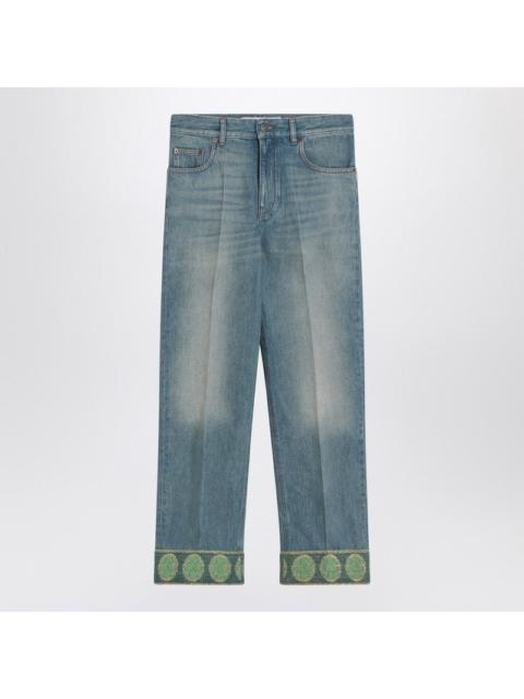 Valentino Valentino Faded Blue Jeans With Jacquard Background Women
