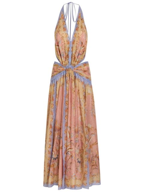 zimmermann anneke wrap midi dress Zimmermann Anneke Floral Linen Midi Wrap Dress in Green