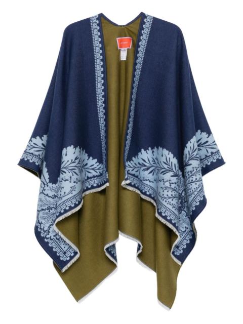 La DoubleJ paisley-print fringed poncho