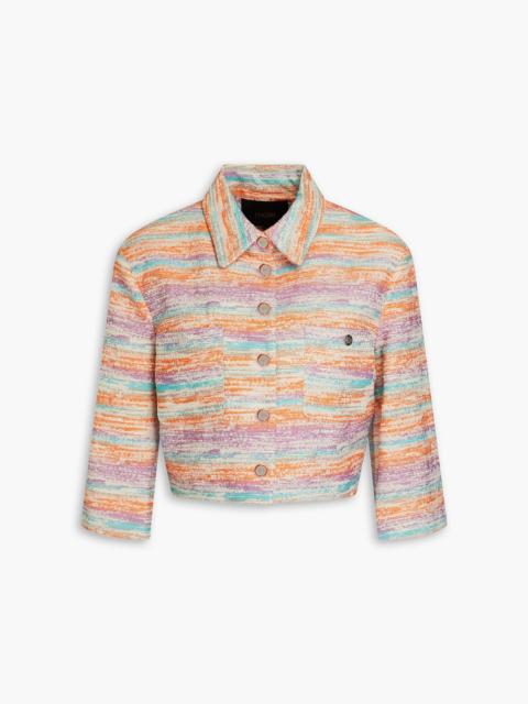 maje Cropped metallic bouclé-tweed jacket