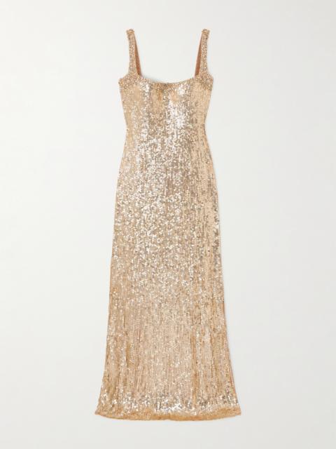 JENNY PACKHAM Lettie Crystal-embellished Sequined Tulle Gown