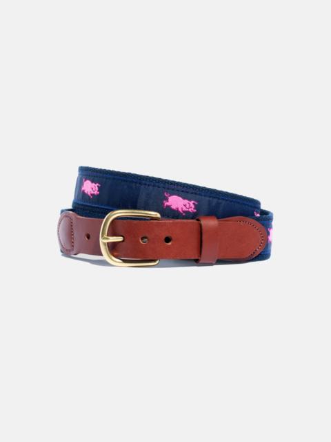 J. PRESS MADE-IN-USA PINK PIG MOTIF BELT