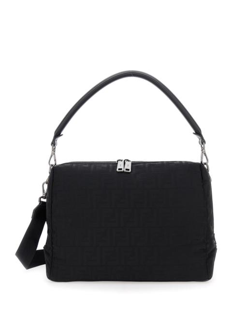 FENDI Fendi Men 'Lui Large' Black Shoulder Bag With All-Over Ff Motif In Tech Fabric Man