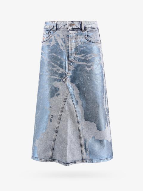 Diesel Women Denim Skirt With Laminated Print