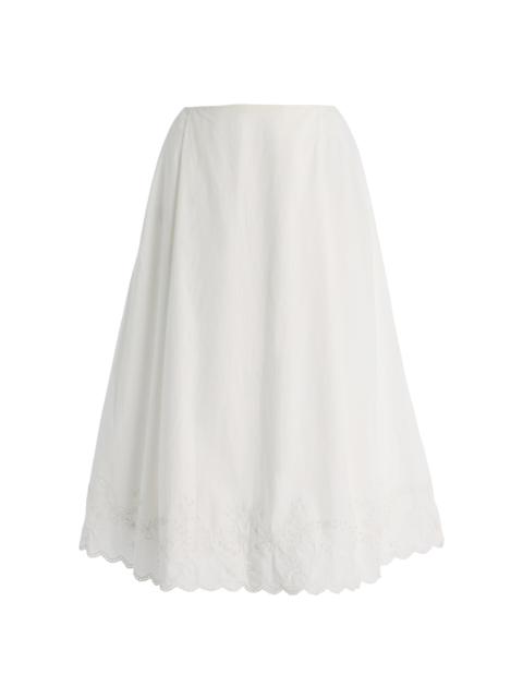 POSSE Exclusive Lois Broderie Anglaise Cotton Midi Skirt white