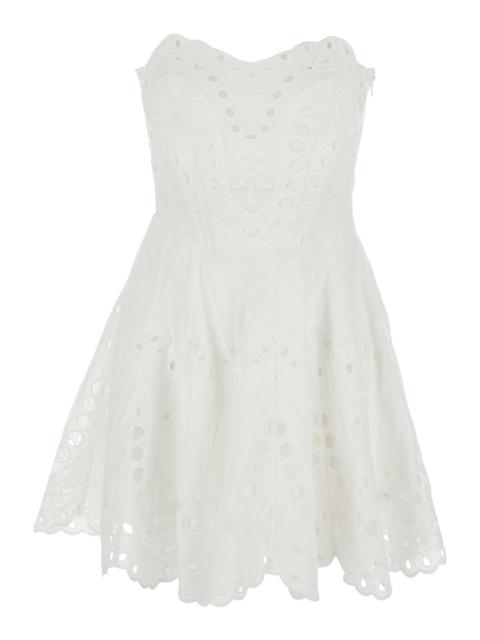 Charo Ruiz Charo Ruiz Women 'Bail' White Dress With Heart Neckline And Scalloped Edges In Cotton Blend For Wome