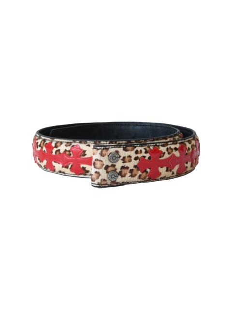 Chrome Hearts Chrome Hearts Leopard Cross Patch Pony hair Belt Red