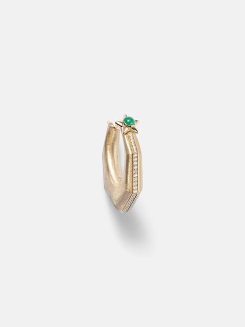 MARIE LICHTENBERG Baba Large 18kt gold single earring with diamonds and emerald